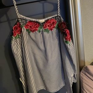 Rose off the shoulder shirt
